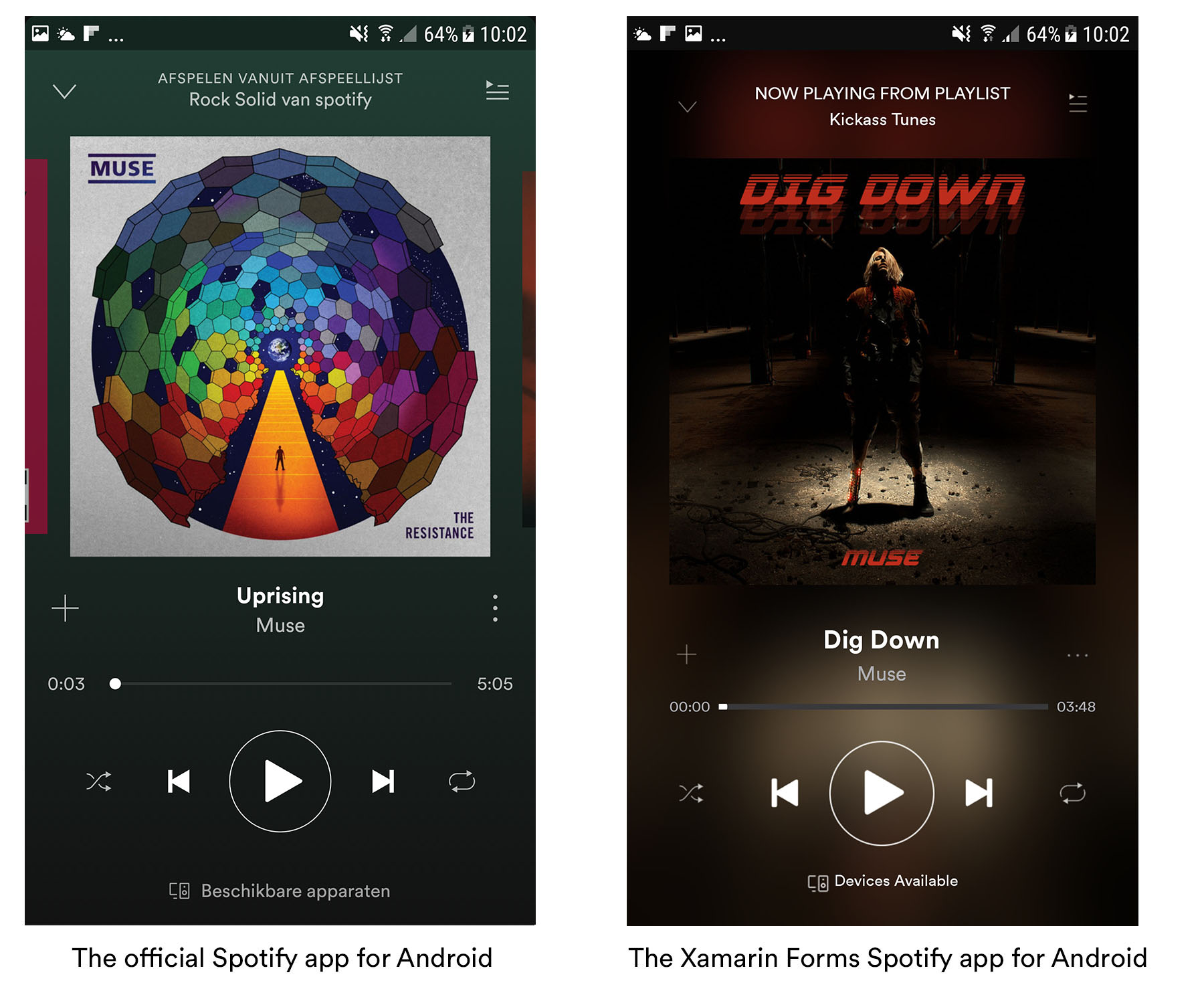 Spotify UI comparison