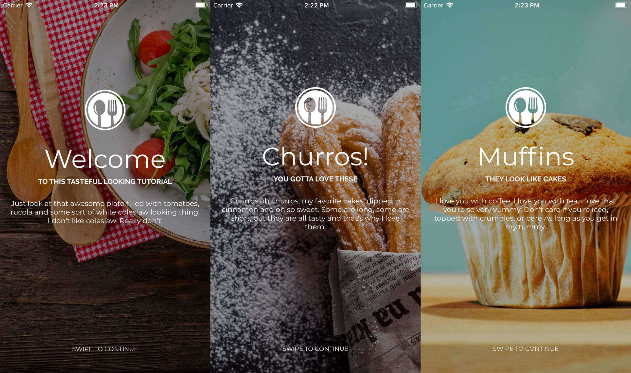 A simple tutorial screen